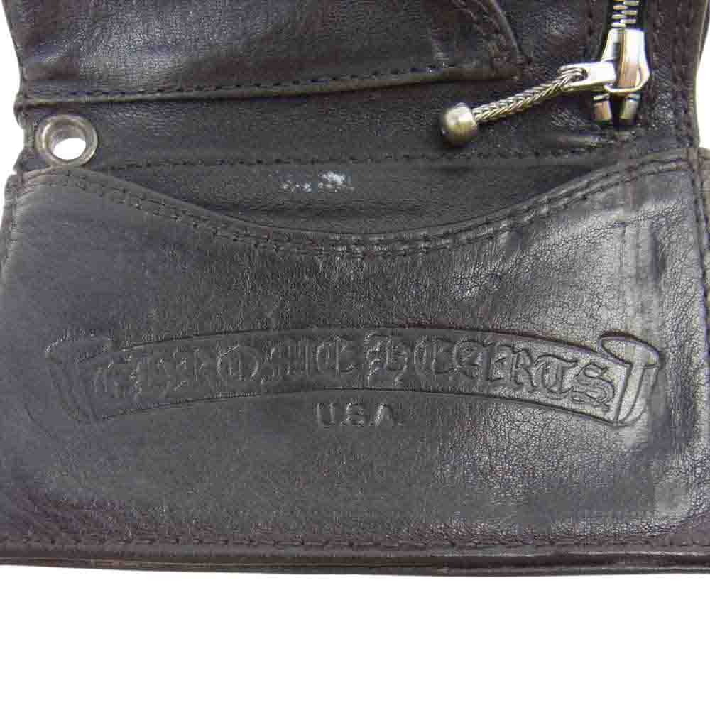 CHROME HEARTS クロムハーツ（原本無） 3FOLD 3フォールド スターボタン 三つ折り レザー ウォレット ブラック系【中古】