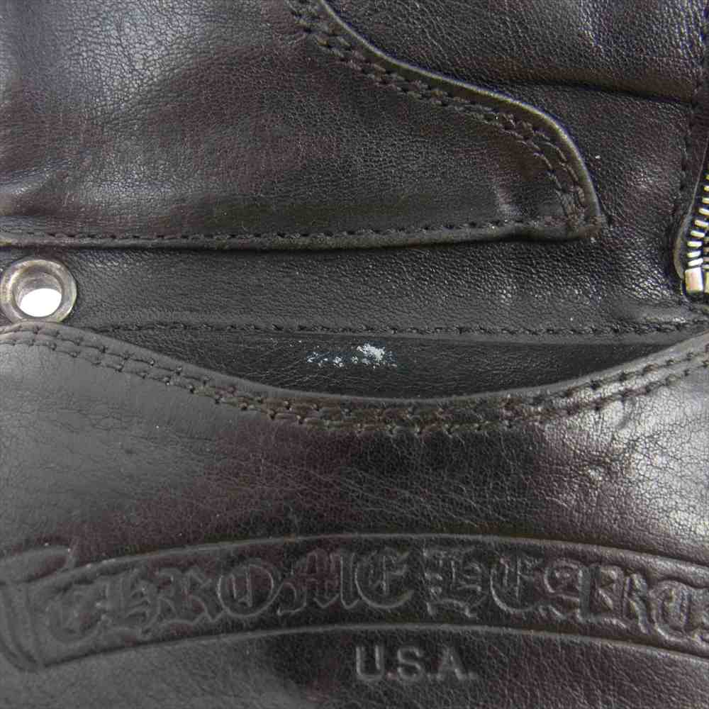CHROME HEARTS クロムハーツ（原本無） 3FOLD 3フォールド スターボタン 三つ折り レザー ウォレット ブラック系【中古】