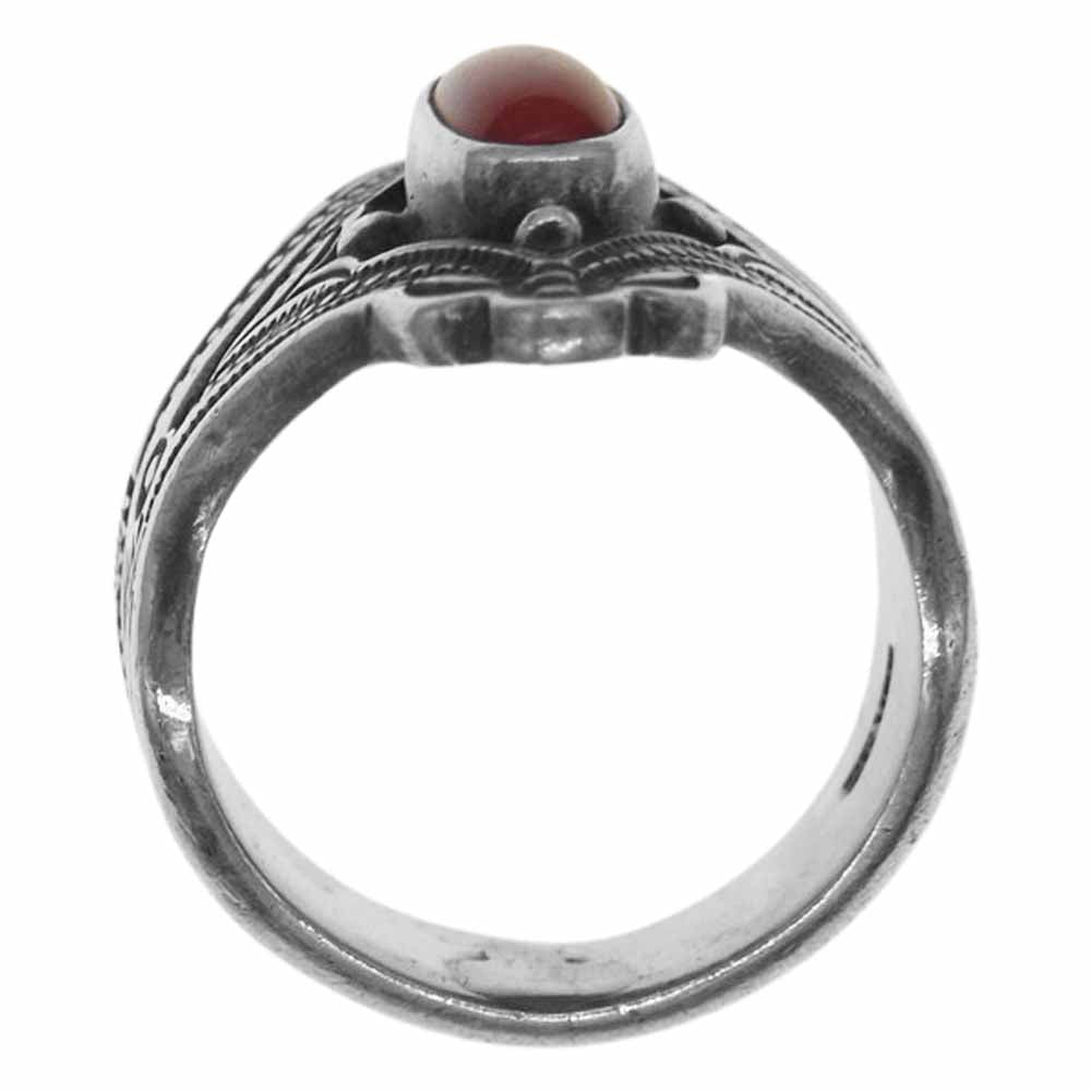 ニズムターコイズ レッドストーン スタンプワーク リング シルバー系【中古】