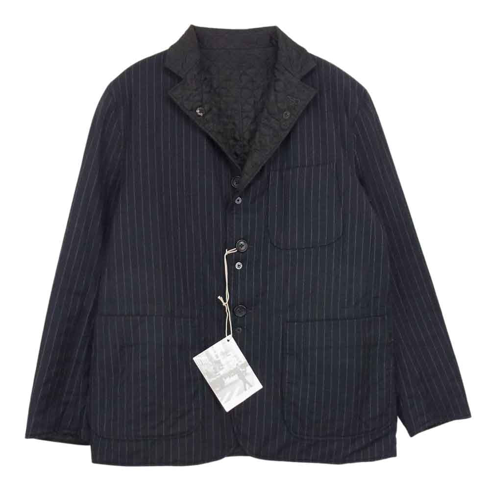 Engineered Garments エンジニアードガーメンツ 裏地サテン キルティング ストライプ テーラード ジャケット ネイビー系 XS【中古】