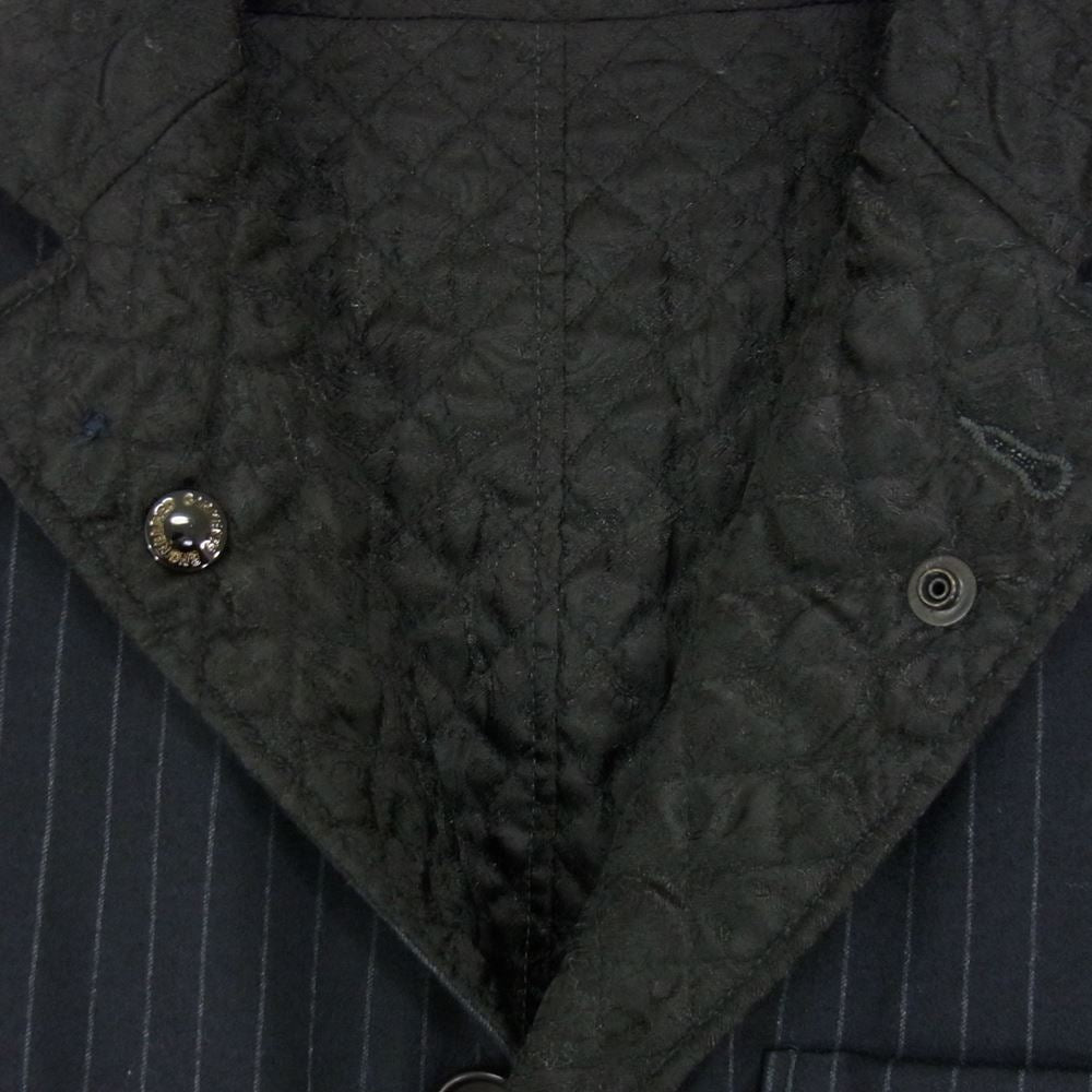 Engineered Garments エンジニアードガーメンツ 裏地サテン キルティング ストライプ テーラード ジャケット ネイビー系 XS【中古】