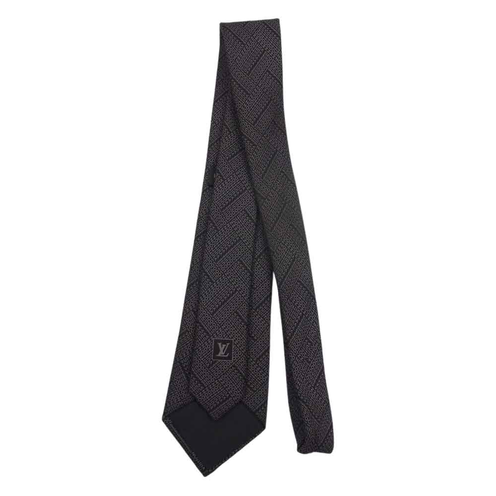 LOUIS VUITTON ルイ・ヴィトン イタリア製 シルク ロゴ ネクタイ ブラウン ブラウン系【中古】