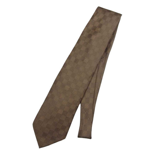LOUIS VUITTON ルイ・ヴィトン イタリア製 シルク ダミエ  ネクタイ ベージュ ベージュ系【中古】