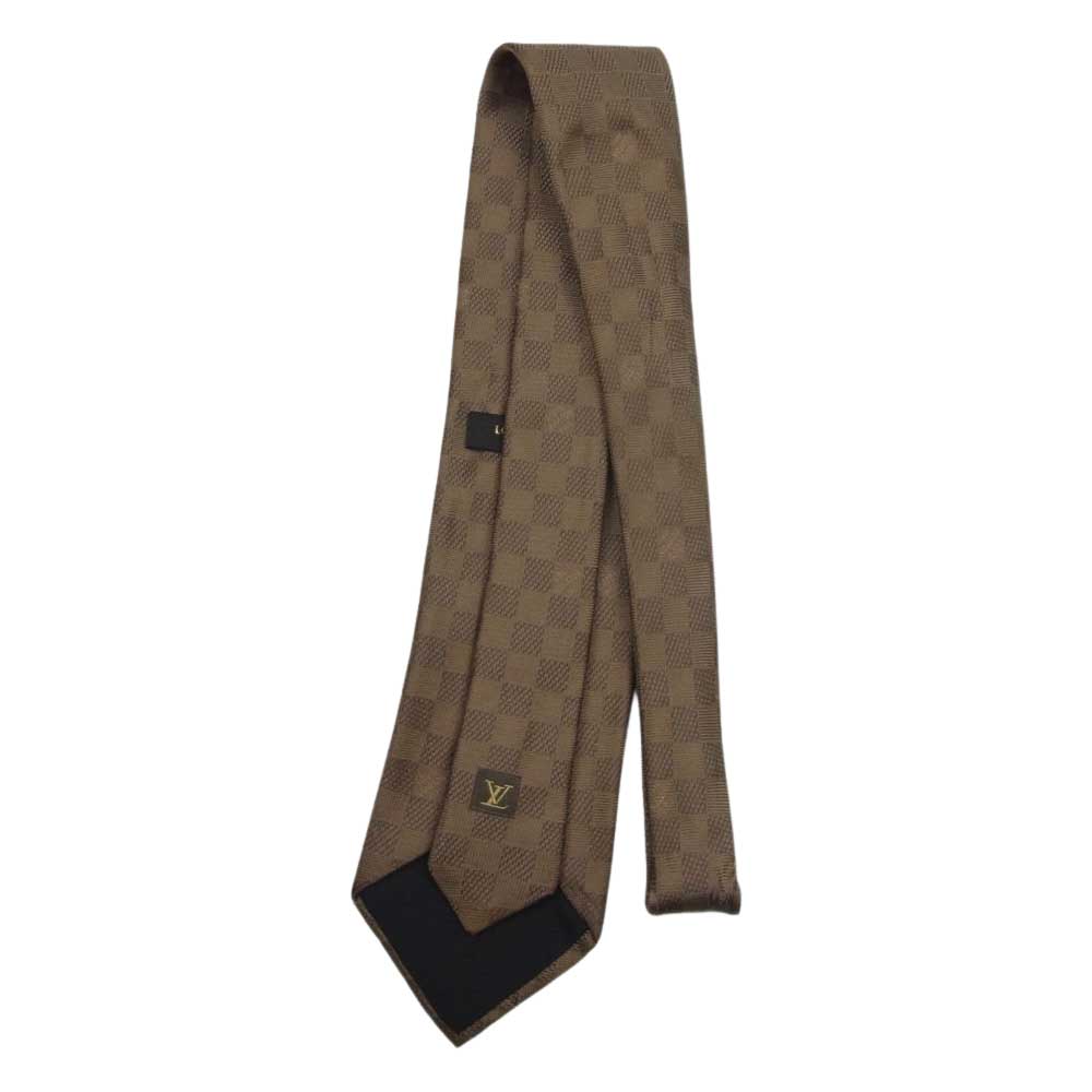 LOUIS VUITTON ルイ・ヴィトン イタリア製 シルク ダミエ  ネクタイ ベージュ ベージュ系【中古】