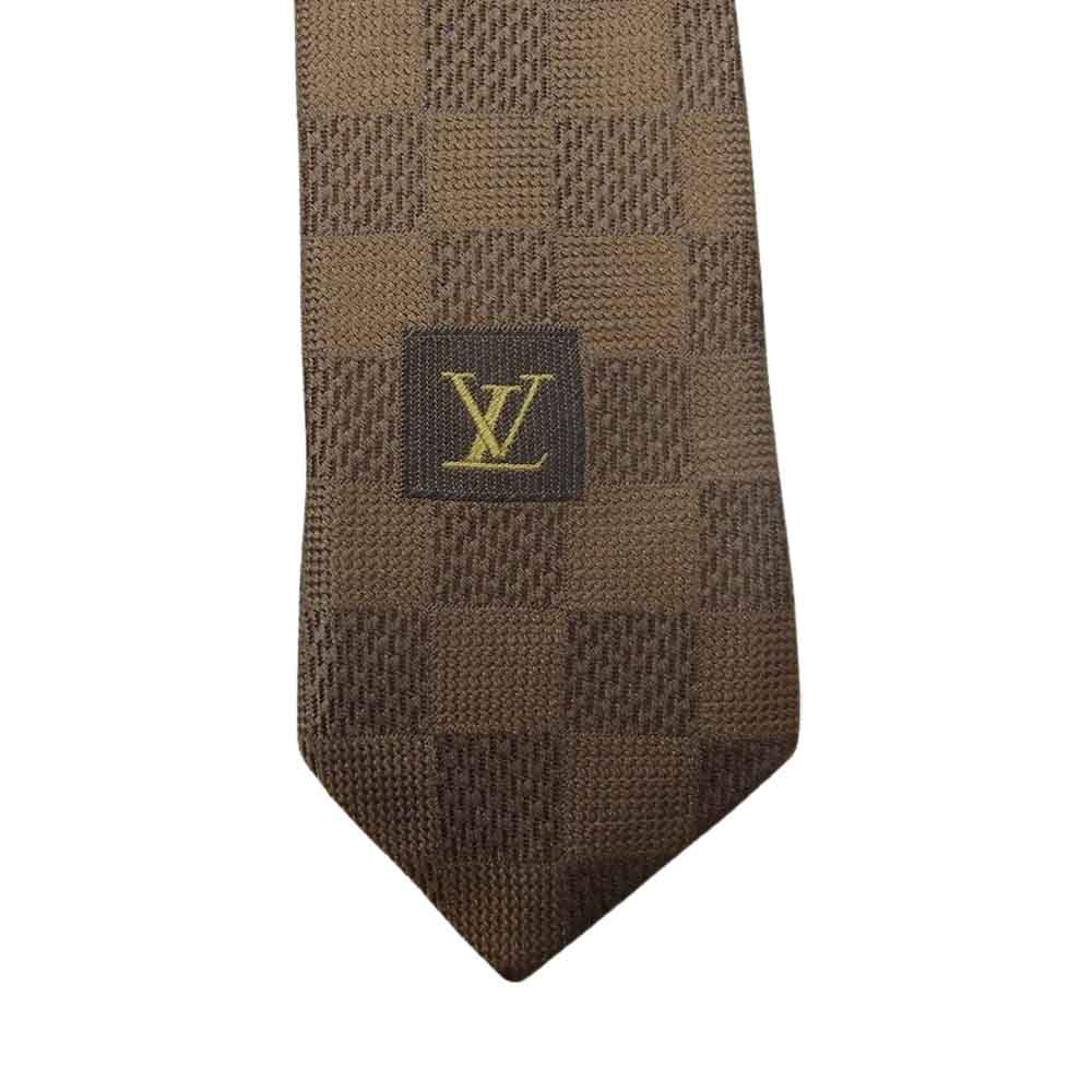 LOUIS VUITTON ルイ・ヴィトン イタリア製 シルク ダミエ  ネクタイ ベージュ ベージュ系【中古】
