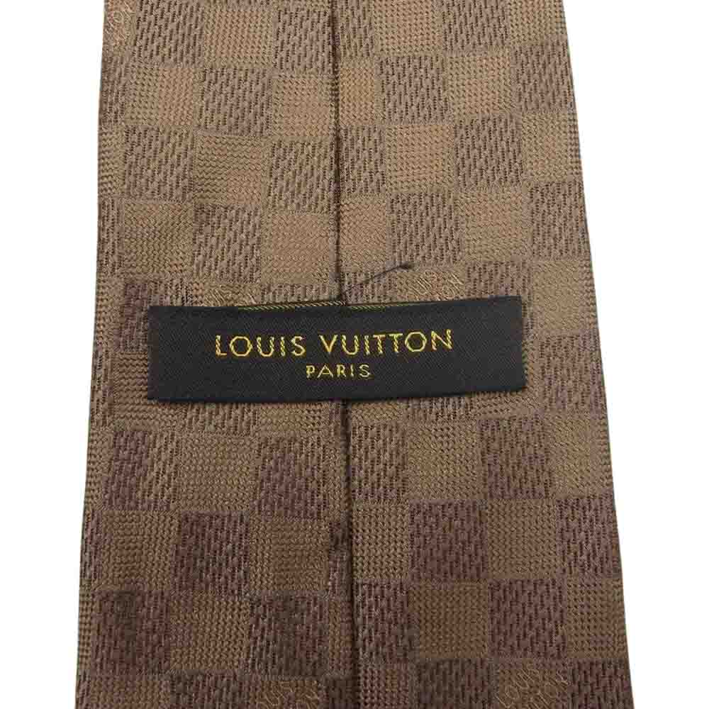LOUIS VUITTON ルイ・ヴィトン イタリア製 シルク ダミエ  ネクタイ ベージュ ベージュ系【中古】