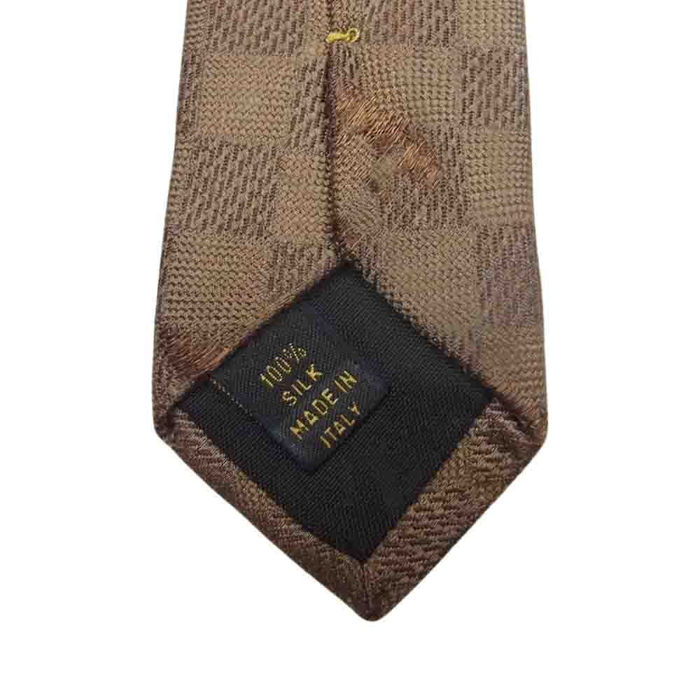 LOUIS VUITTON ルイ・ヴィトン イタリア製 シルク ダミエ  ネクタイ ベージュ ベージュ系【中古】