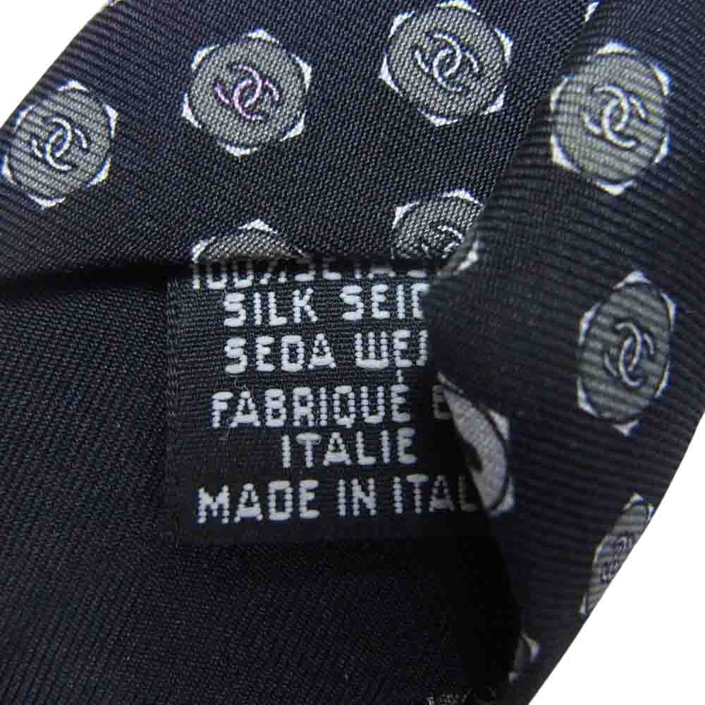 CHANEL シャネル イタリア製 シルク ココマーク ネクタイ ブラック系【中古】