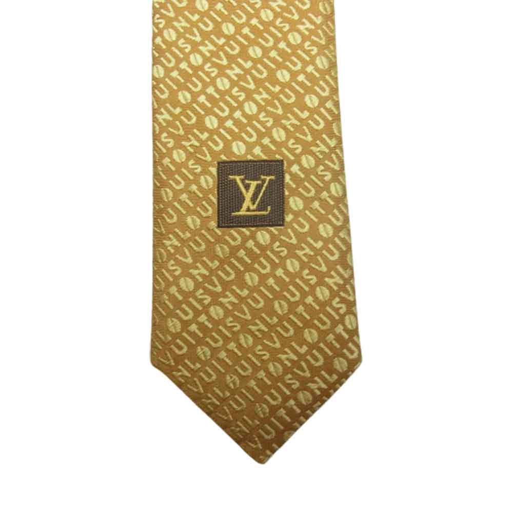 LOUIS VUITTON ルイ・ヴィトン イタリア製 シルク ロゴ ネクタイ イエロー イエロー系【中古】