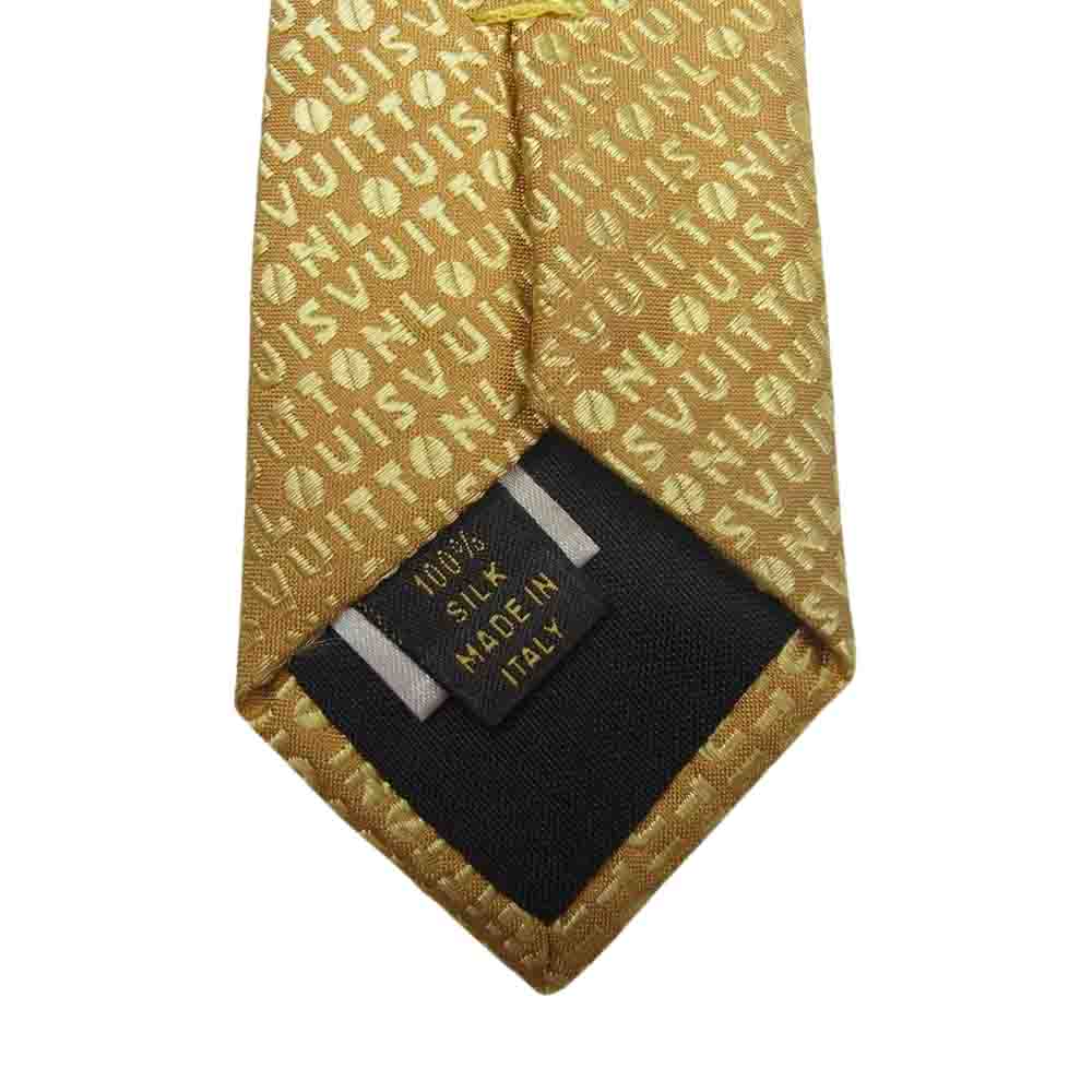 LOUIS VUITTON ルイ・ヴィトン イタリア製 シルク ロゴ ネクタイ イエロー イエロー系【中古】