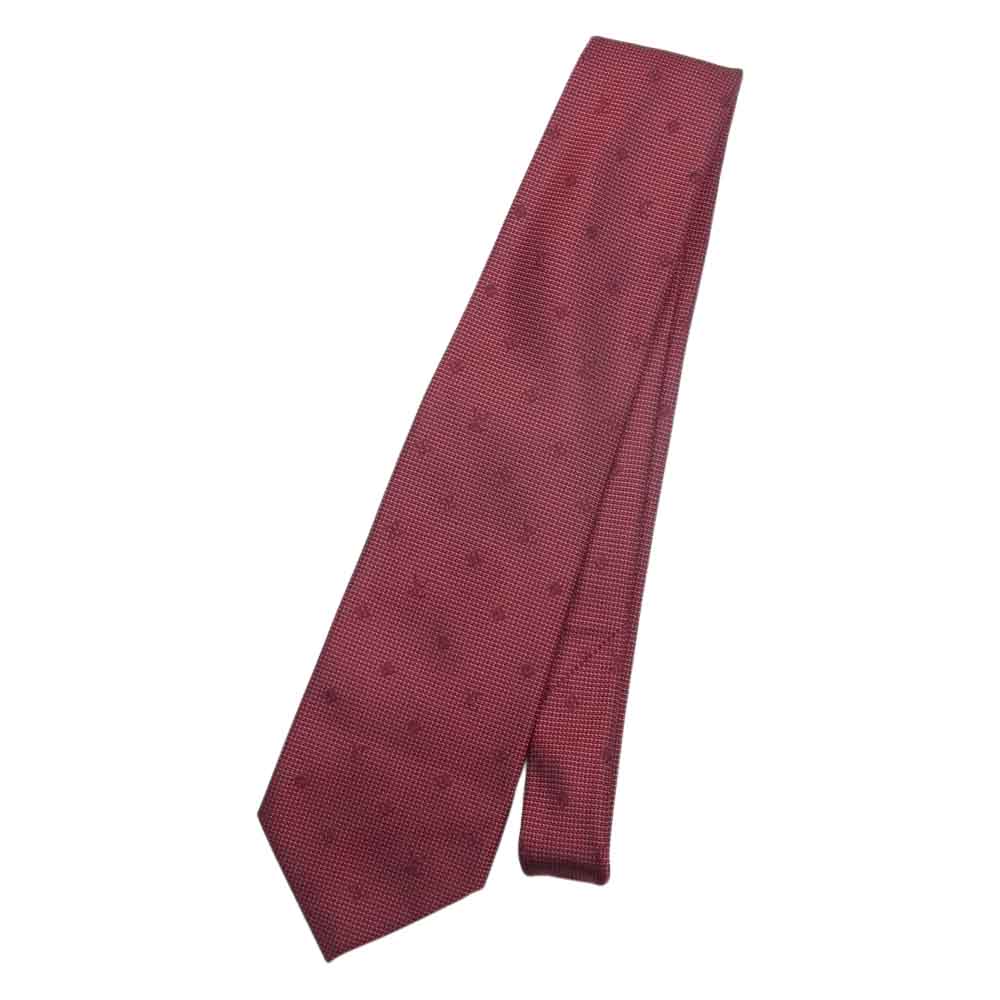 LOUIS VUITTON ルイ・ヴィトン イタリア製 シルク ロゴ ネクタイ レッド レッド系【中古】