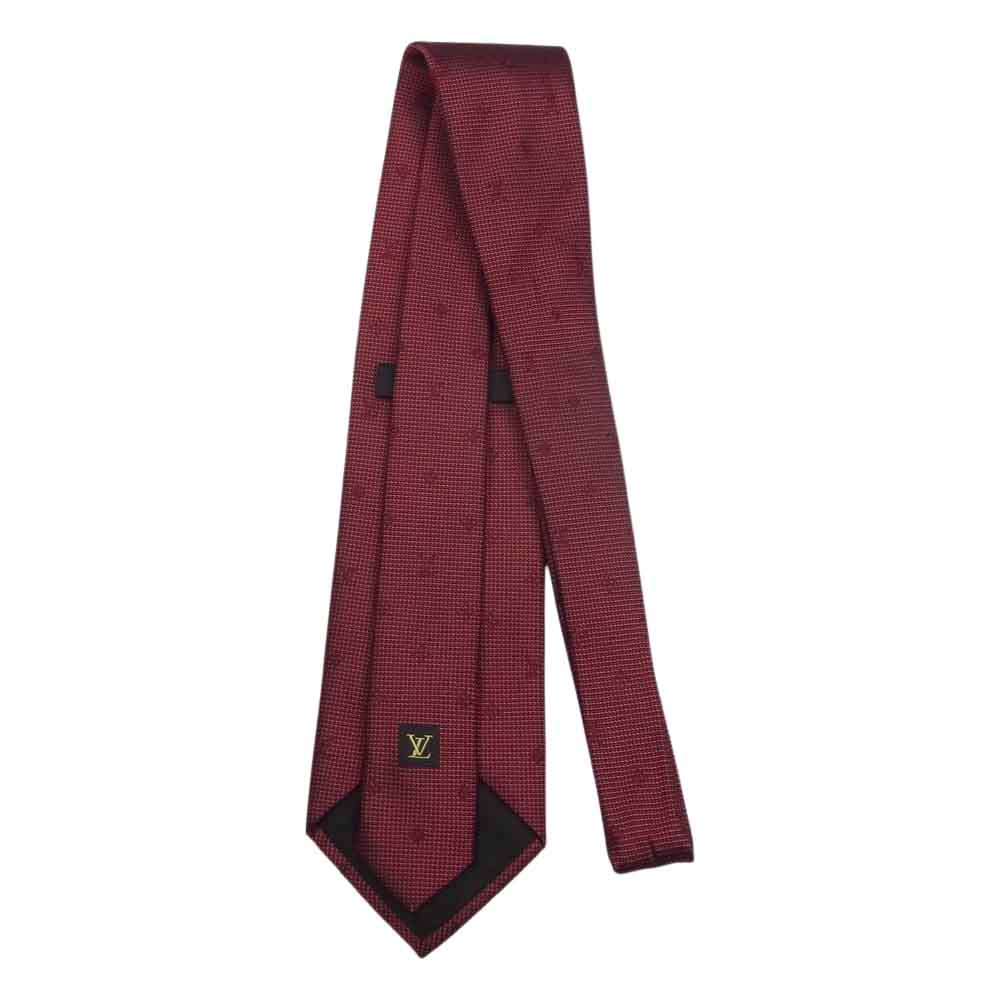 LOUIS VUITTON ルイ・ヴィトン イタリア製 シルク ロゴ ネクタイ レッド レッド系【中古】