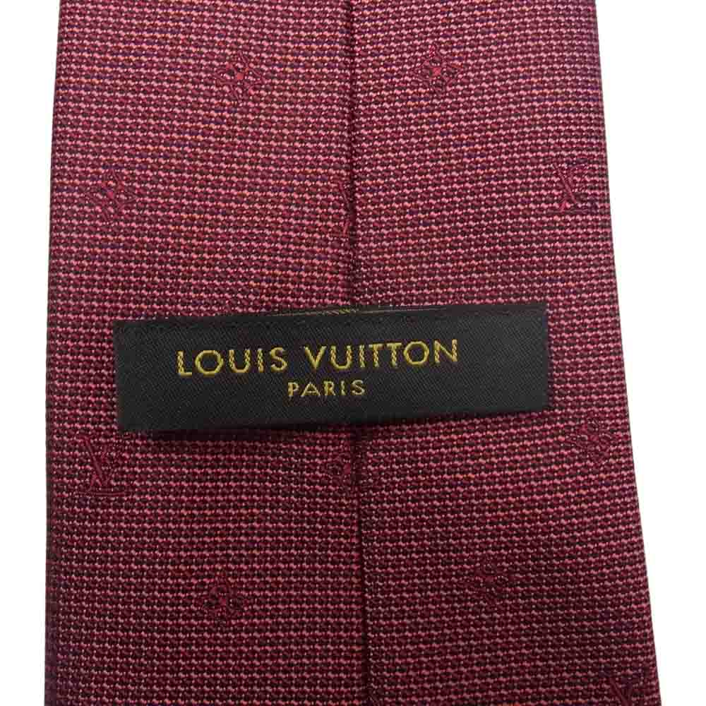 LOUIS VUITTON ルイ・ヴィトン イタリア製 シルク ロゴ ネクタイ レッド レッド系【中古】