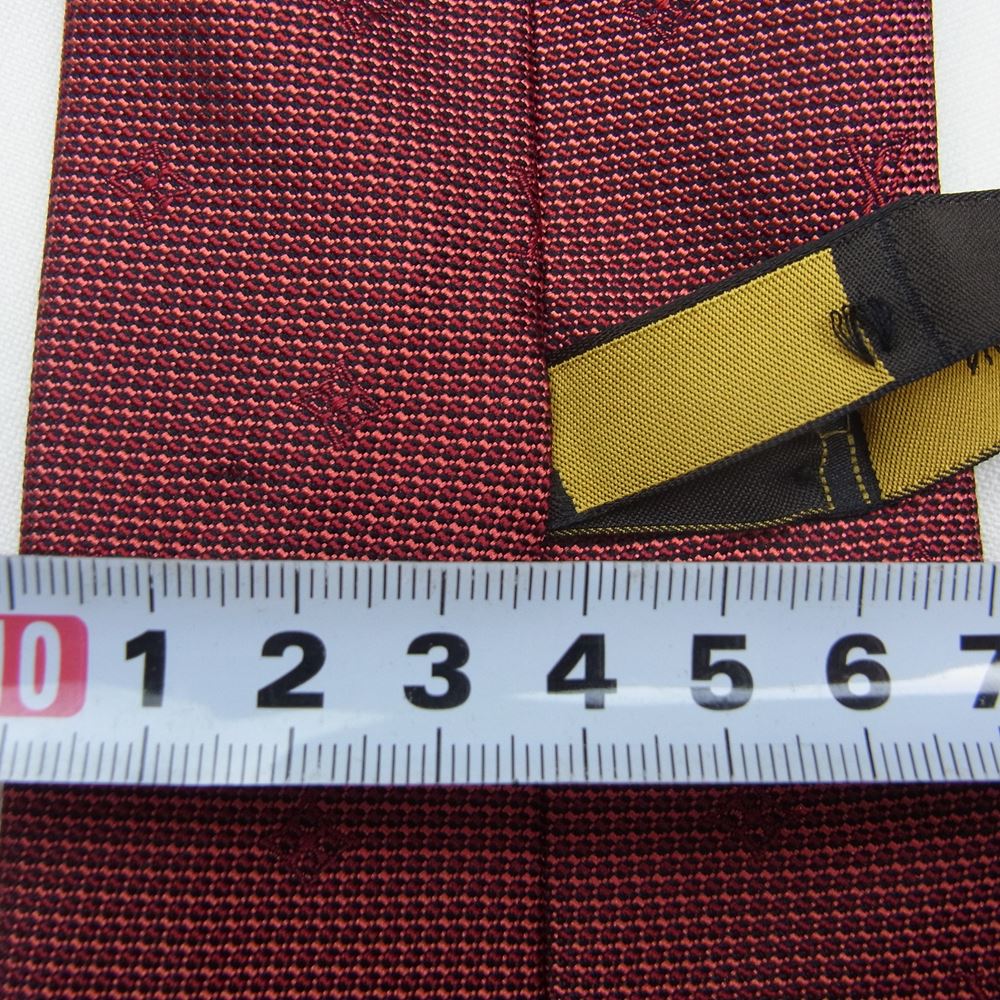 LOUIS VUITTON ルイ・ヴィトン イタリア製 シルク ロゴ ネクタイ レッド レッド系【中古】
