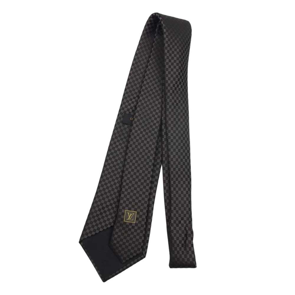 LOUIS VUITTON ルイ・ヴィトン イタリア製 シルク マイクロダミエ  ネクタイ ブラウン ブラウン系【中古】