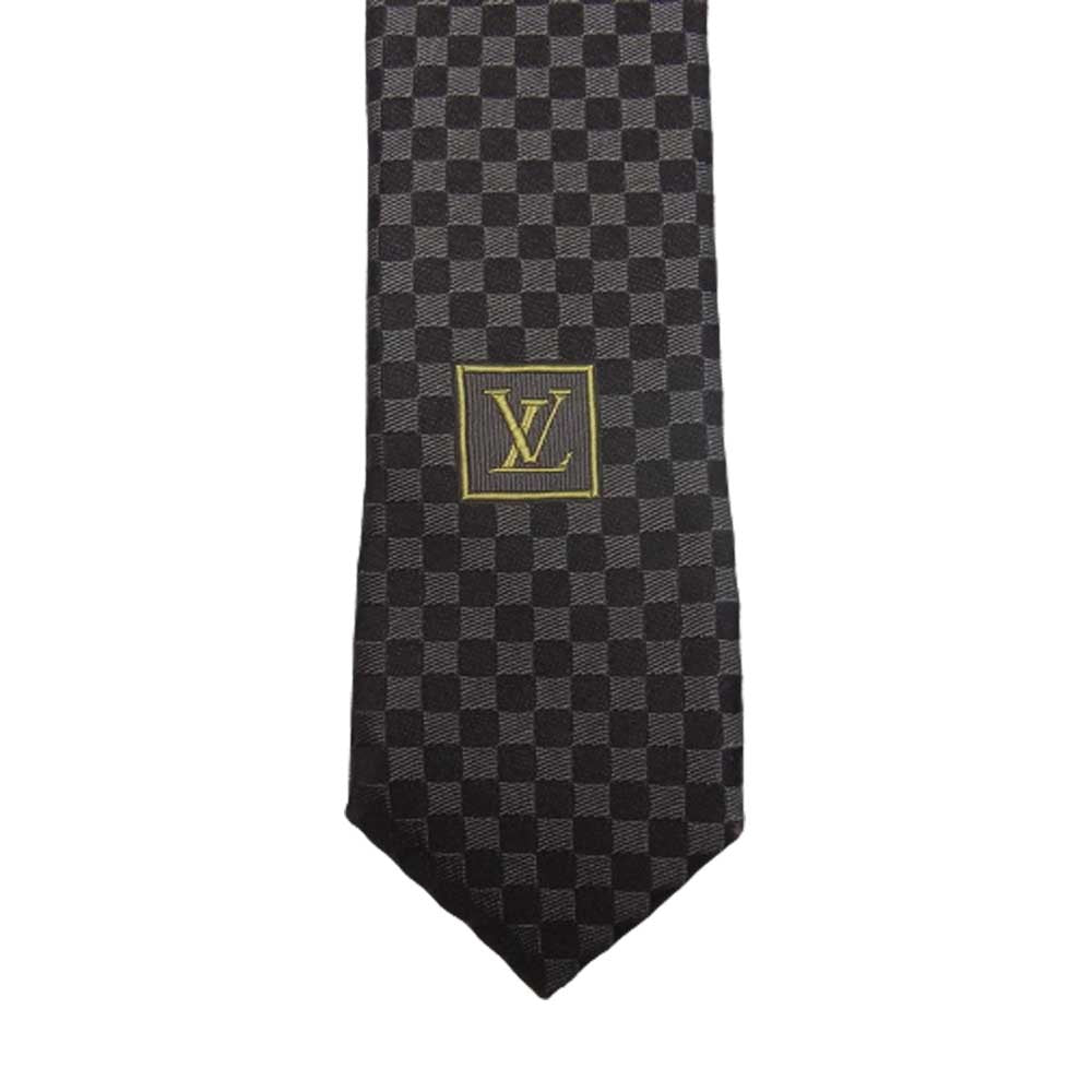 LOUIS VUITTON ルイ・ヴィトン イタリア製 シルク マイクロダミエ  ネクタイ ブラウン ブラウン系【中古】