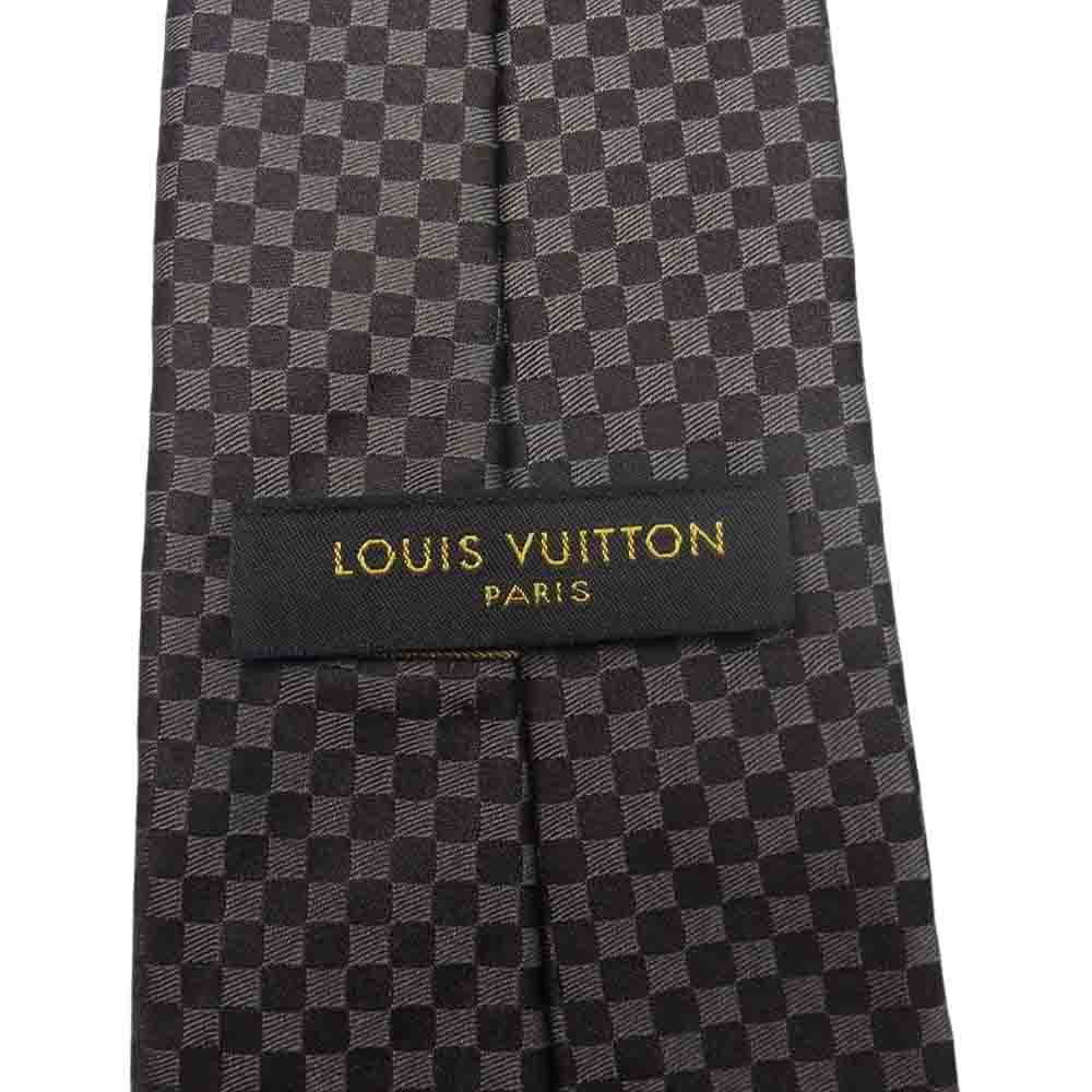 LOUIS VUITTON ルイ・ヴィトン イタリア製 シルク マイクロダミエ  ネクタイ ブラウン ブラウン系【中古】