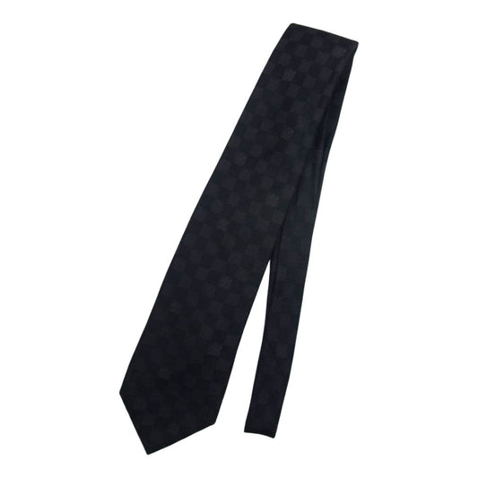 LOUIS VUITTON ルイ・ヴィトン イタリア製 シルク ダミエ  ネクタイ ブラック ブラック系【中古】