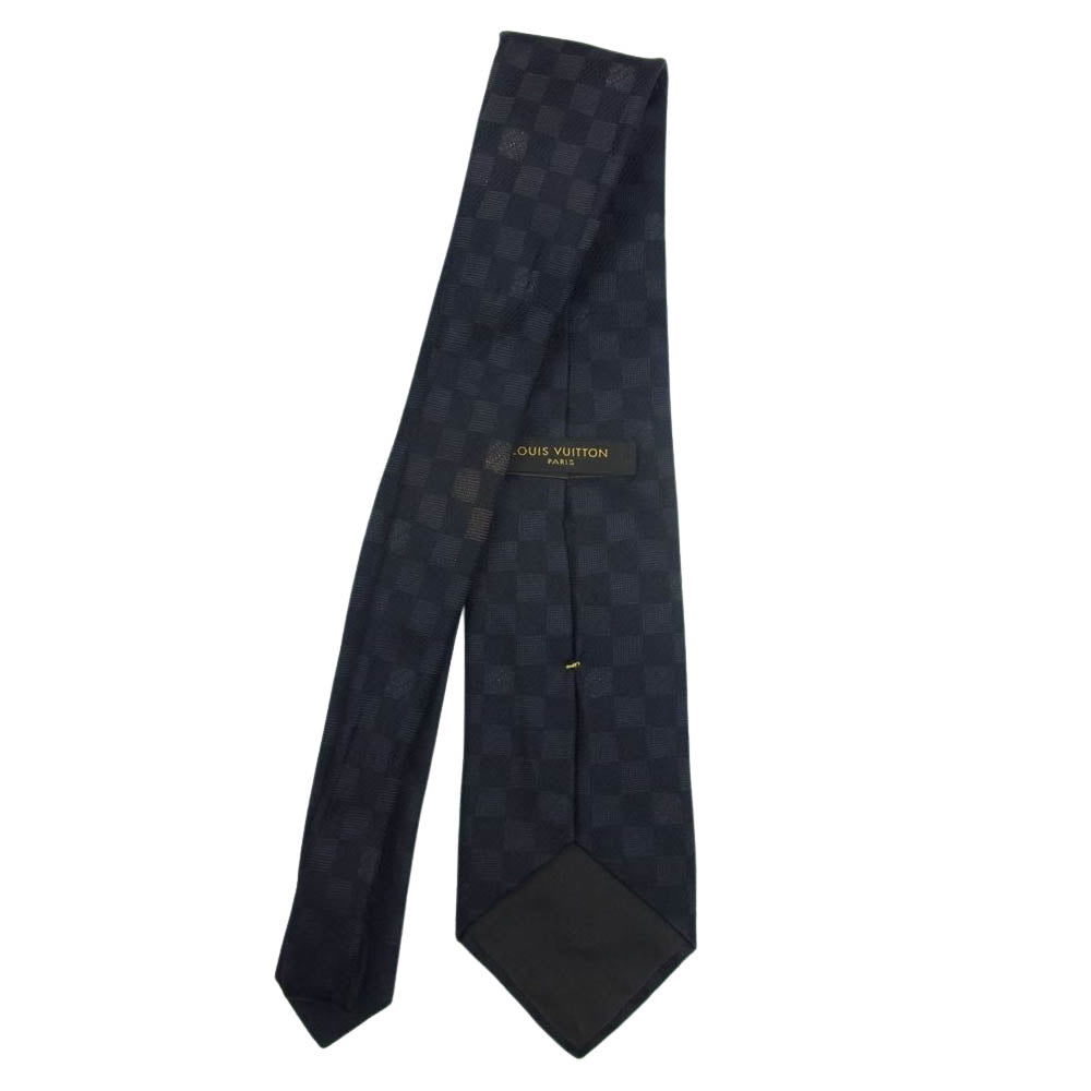 LOUIS VUITTON ルイ・ヴィトン イタリア製 シルク ダミエ  ネクタイ ブラック ブラック系【中古】
