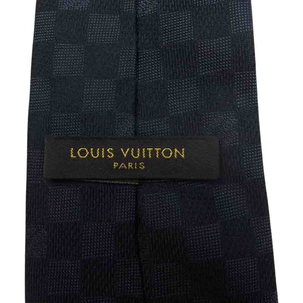 LOUIS VUITTON ルイ・ヴィトン イタリア製 シルク ダミエ  ネクタイ ブラック ブラック系【中古】