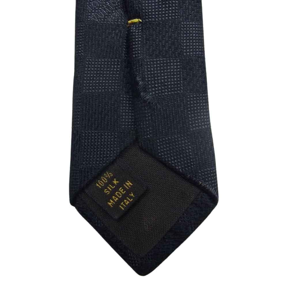 LOUIS VUITTON ルイ・ヴィトン イタリア製 シルク ダミエ  ネクタイ ブラック ブラック系【中古】