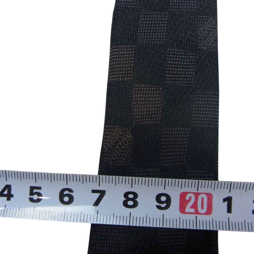 LOUIS VUITTON ルイ・ヴィトン イタリア製 シルク ダミエ  ネクタイ ブラック ブラック系【中古】