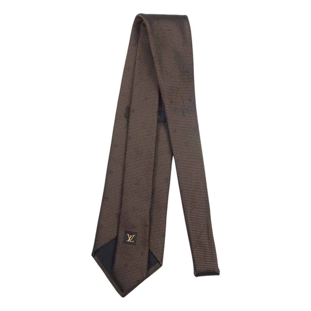 LOUIS VUITTON ルイ・ヴィトン イタリア製 シルク ロゴ ネクタイ ブラウン ブラウン系【中古】
