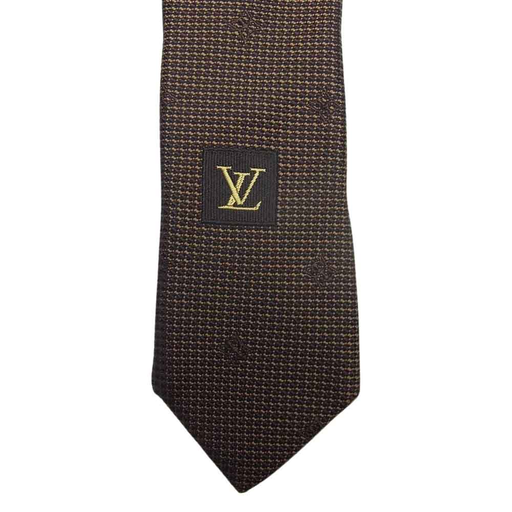 LOUIS VUITTON ルイ・ヴィトン イタリア製 シルク ロゴ ネクタイ ブラウン ブラウン系【中古】