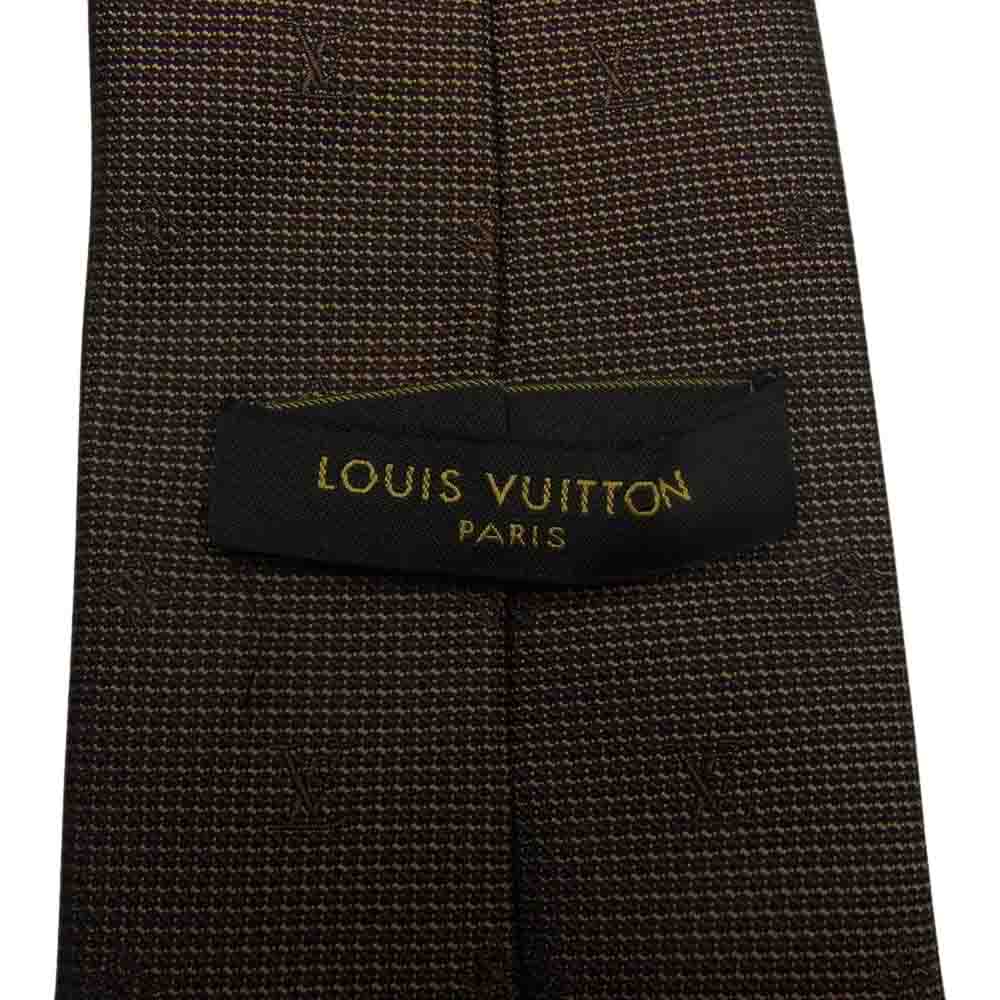 LOUIS VUITTON ルイ・ヴィトン イタリア製 シルク ロゴ ネクタイ ブラウン ブラウン系【中古】