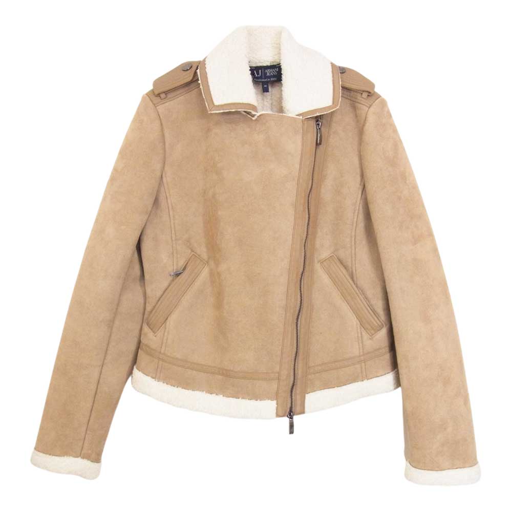 ARMANI JEANS アルマーニ・ジーンズ ムートン ボア スエード ジャケット ベージュ系 40【中古】