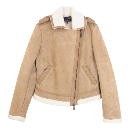 ARMANI JEANS アルマーニ・ジーンズ ムートン ボア スエード ジャケット ベージュ系 40【中古】