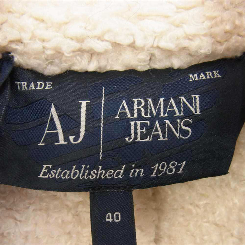 ARMANI JEANS アルマーニ・ジーンズ ムートン ボア スエード ジャケット ベージュ系 40【中古】