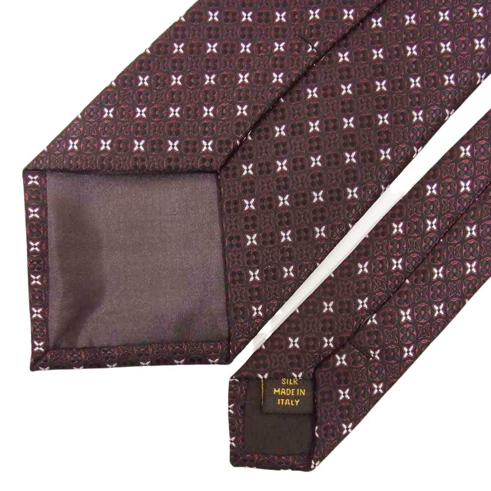 LOUIS VUITTON ルイ・ヴィトン モノグラムフラワー シルク ネクタイ エンジ系【極上美品】【中古】