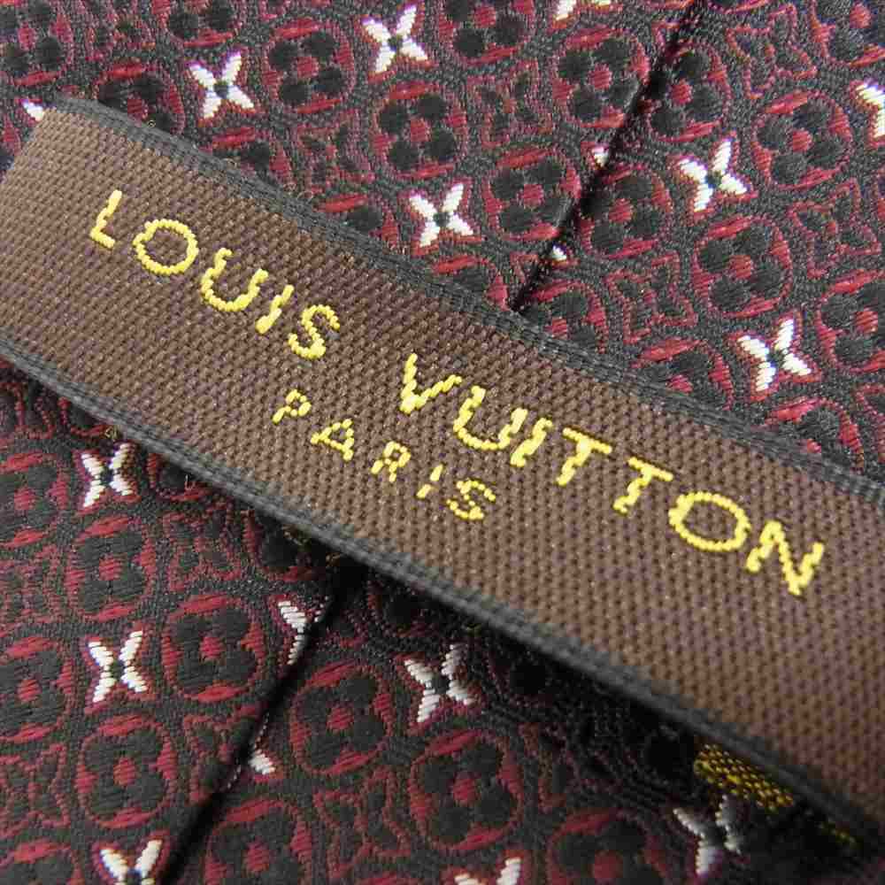 LOUIS VUITTON ルイ・ヴィトン モノグラムフラワー シルク ネクタイ エンジ系【極上美品】【中古】