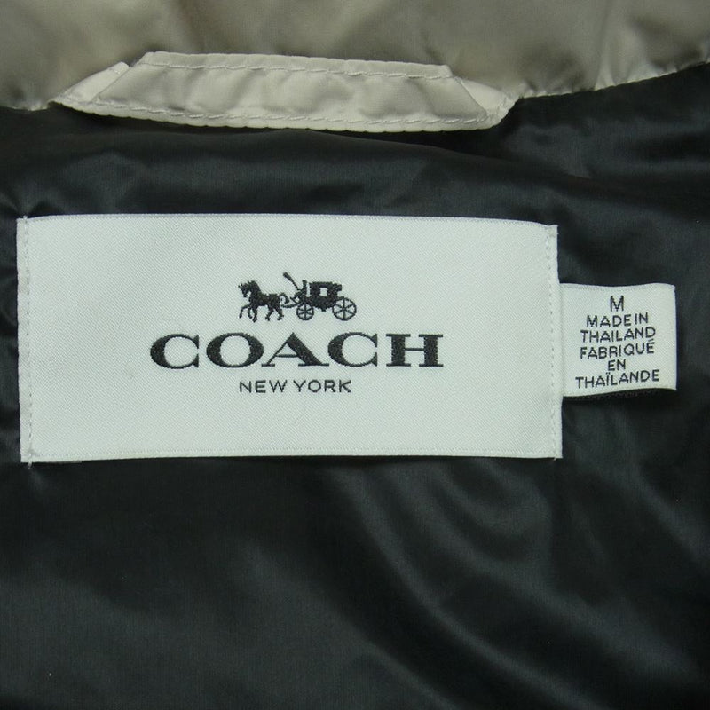 COACH コーチ F57028 ファー ロング ダウン ジャケット コート タイ製 オフホワイト系 M【中古】