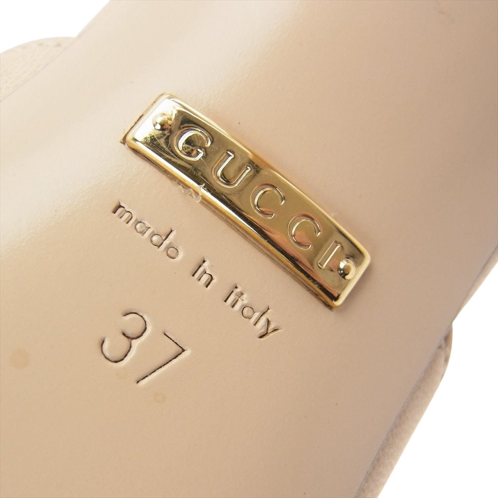 GUCCI グッチ 20AW 626769 レザー チェーン ミュール サンダル ヒール ベージュ系 37【中古】