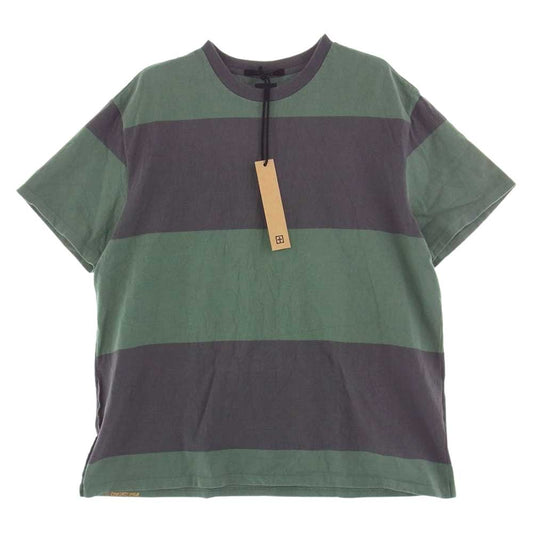クスビ SKOOL BIGGIE SS TEE ボーダー Tシャツ グリーン系 XXL【新古品】【未使用】【中古】