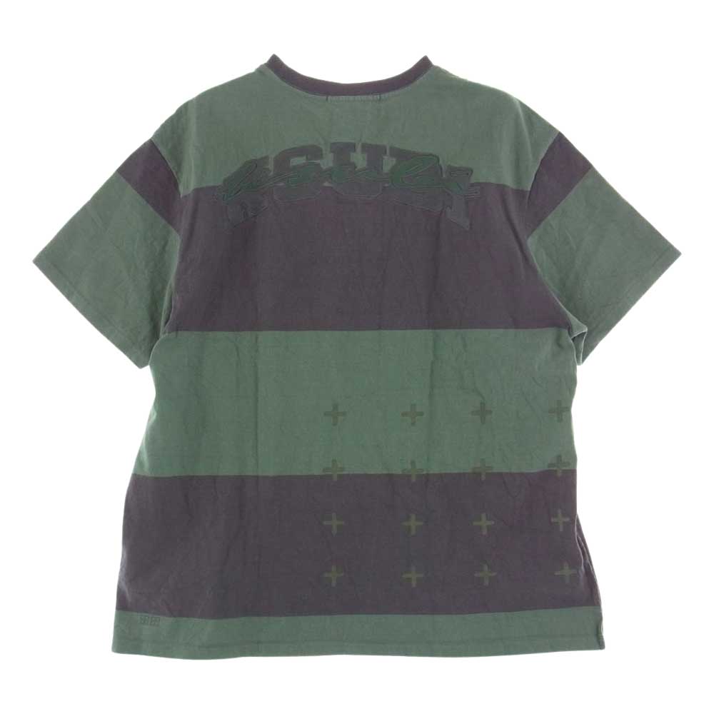 クスビ SKOOL BIGGIE SS TEE ボーダー Tシャツ グリーン系 XXL【新古品】【未使用】【中古】