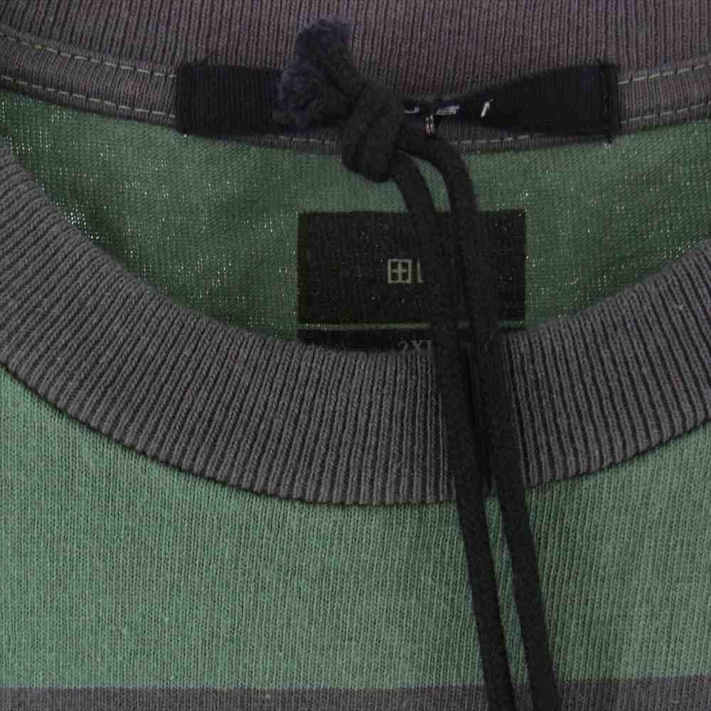 クスビ SKOOL BIGGIE SS TEE ボーダー Tシャツ グリーン系 XXL【新古品】【未使用】【中古】