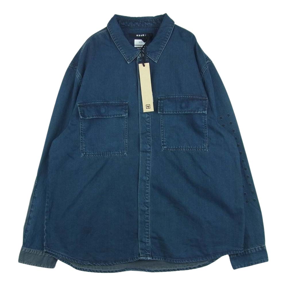 クスビ snakebite shirt 長袖 デニム シャツ コットン 中国製 インディゴブルー系 XL【新古品】【未使用】【中古】
