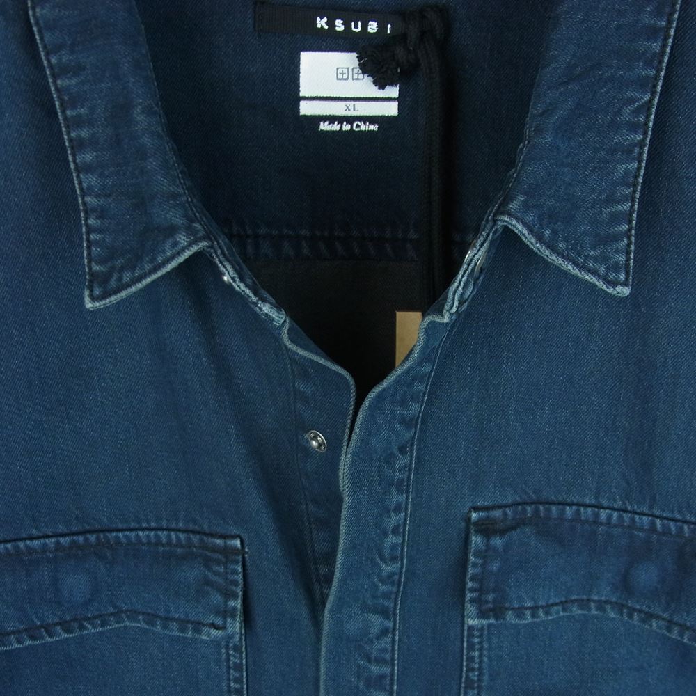 クスビ snakebite shirt 長袖 デニム シャツ コットン 中国製 インディゴブルー系 XL【新古品】【未使用】【中古】