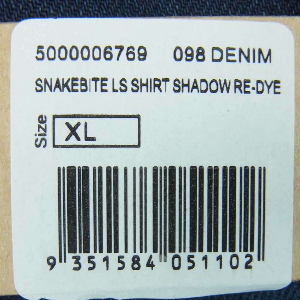 クスビ snakebite shirt 長袖 デニム シャツ コットン 中国製 インディゴブルー系 XL【新古品】【未使用】【中古】