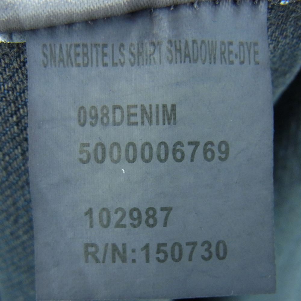 クスビ snakebite shirt 長袖 デニム シャツ コットン 中国製 インディゴブルー系 XL【新古品】【未使用】【中古】