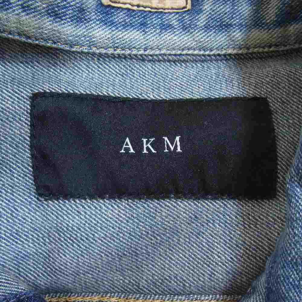 AKM エイケイエム × Lee リー ワッペン USED加工 デニム ジャケット インディゴブルー系 L【中古】