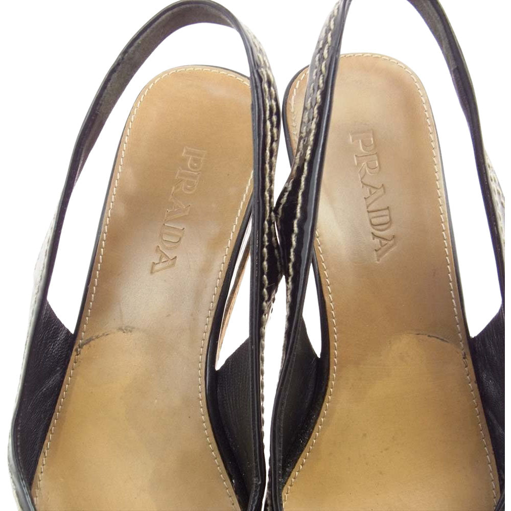 PRADA プラダ エナメル ウェッジソール サンダル ブラック系 34【中古】
