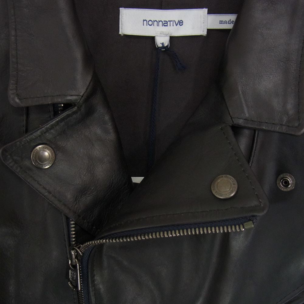 nonnative ノンネイティブ NN-2001J RIDER JACKET KIP LEATHER 牛革 レザー ダブル ライダース ジャケット ブラック系 1【極上美品】【中古】