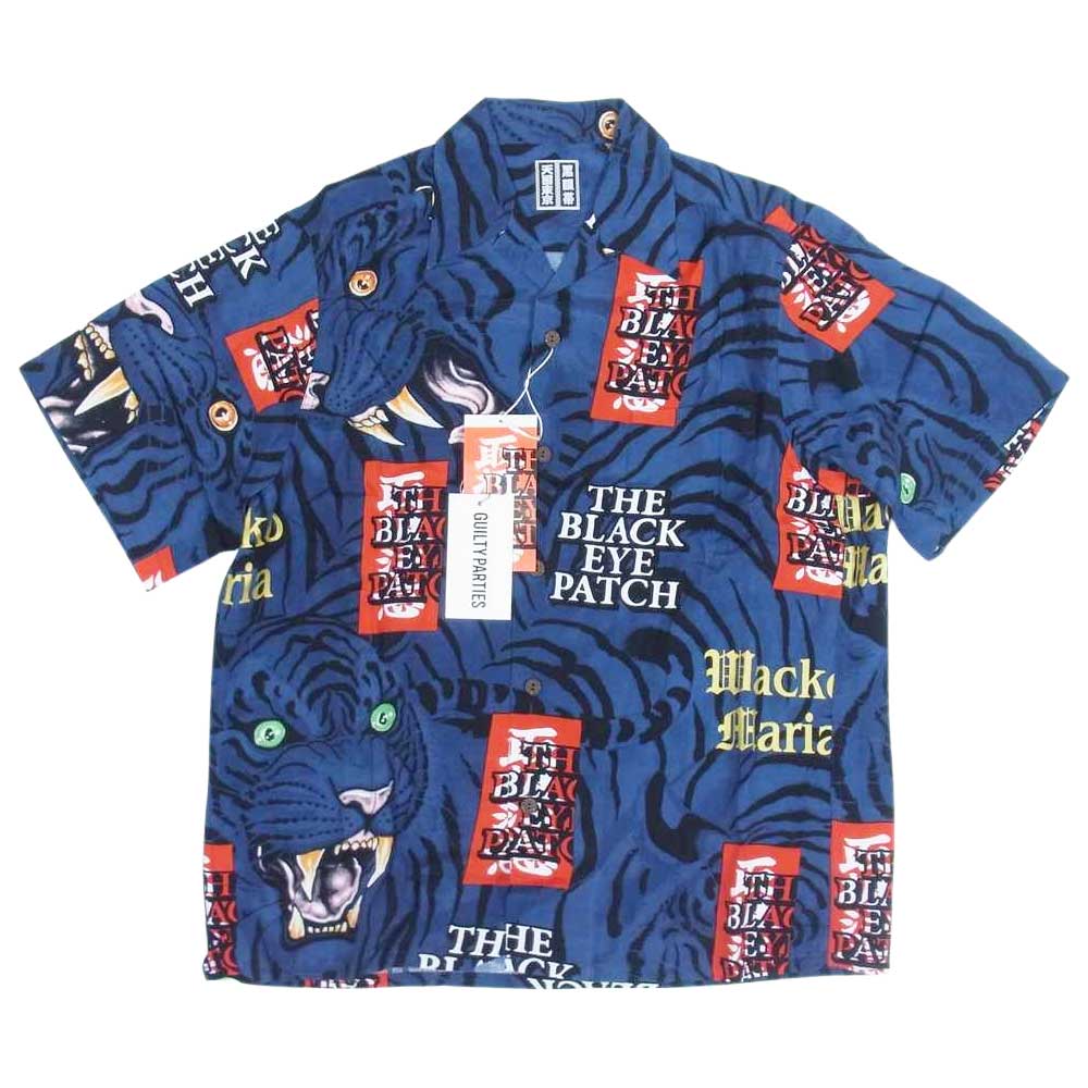 ザ ブラック アイ パッチ 22SS BEP-WM-HI01 × WACKOMARIA ワコマリア レーヨン ハワイアン シャツ 取扱注意 ネイビー系 XS【美品】【中古】