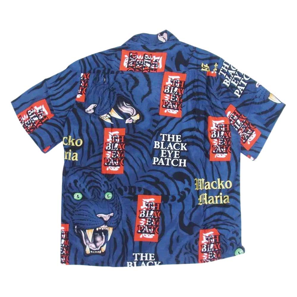 ザ ブラック アイ パッチ 22SS BEP-WM-HI01 × WACKOMARIA ワコマリア レーヨン ハワイアン シャツ 取扱注意 ネイビー系 XS【美品】【中古】