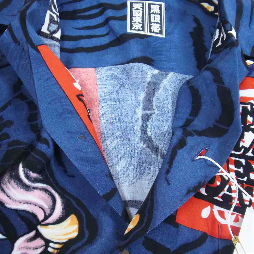 ザ ブラック アイ パッチ 22SS BEP-WM-HI01 × WACKOMARIA ワコマリア レーヨン ハワイアン シャツ 取扱注意 ネイビー系 XS【美品】【中古】