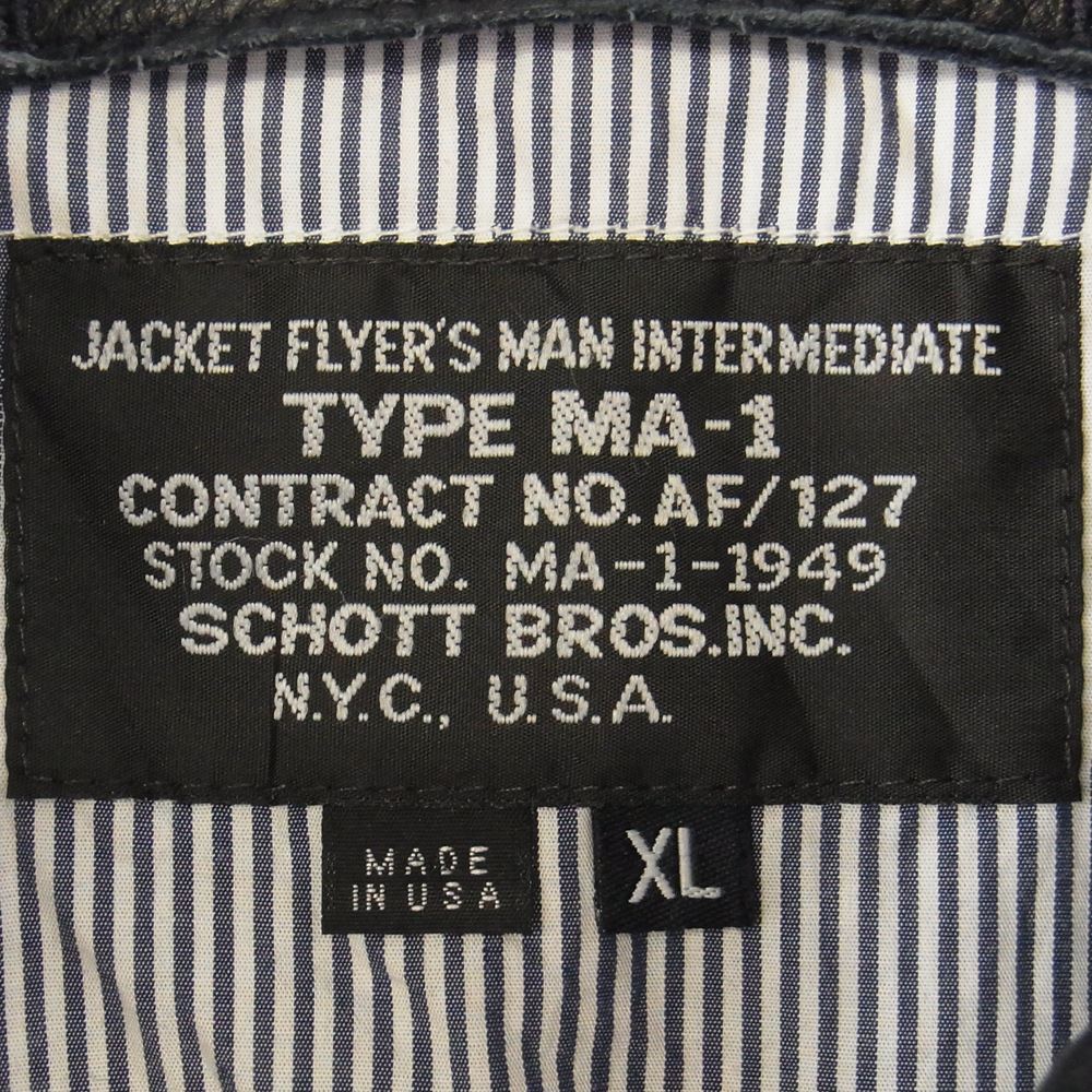 schott ショット レザー MA-1 ボンバー ジャケット ネイビー系 ネイビー系 XL【中古】